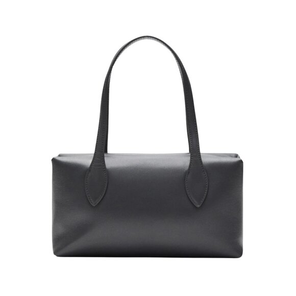 78. MANGO MNG Selection Leather Shoulder Bag Grey $250 NWOT - Picture 1 of 6